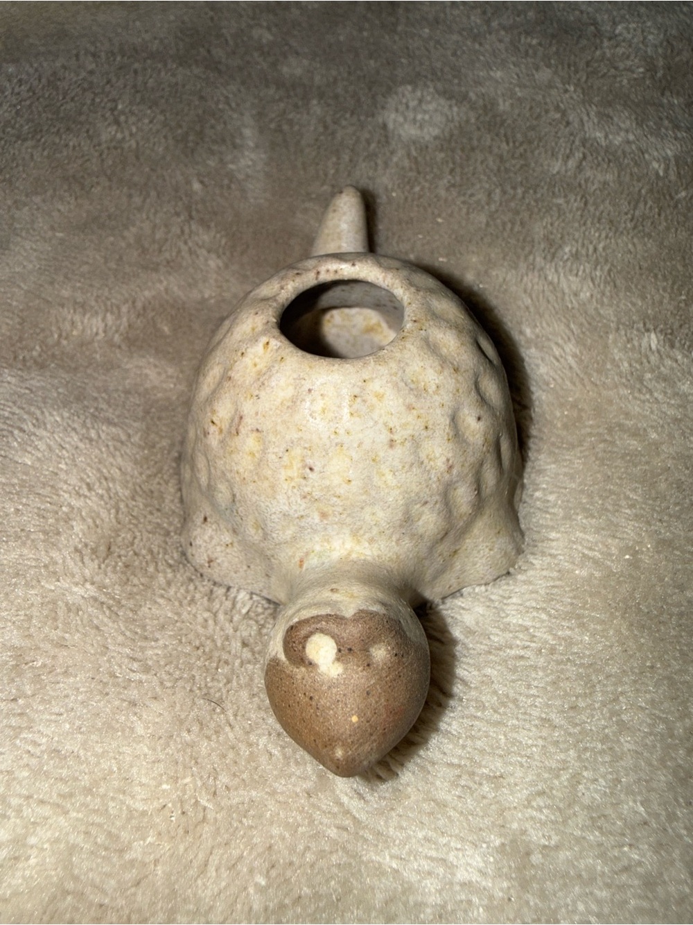 Vintage Clay Ceramic Turtle Bowl Figurine